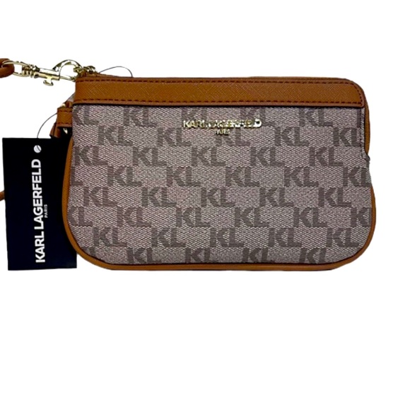 NWT Karl Lagerfeld Almond/Taupe Wristlet / Clutch / Bag - Picture 3 of 15